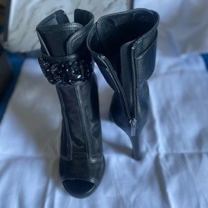 Karl Lagerfield, Size 6, Black Mesh/Tumb  Heels